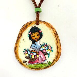 Vintage JAMA Handpainted Southwestern Necklace Native American Circa 1970s